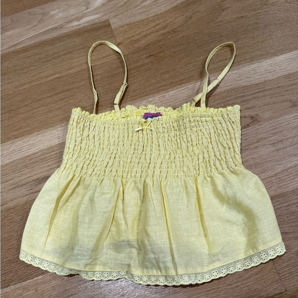 Edikted Sunny eyelet Lace edged Smocked Top Small
